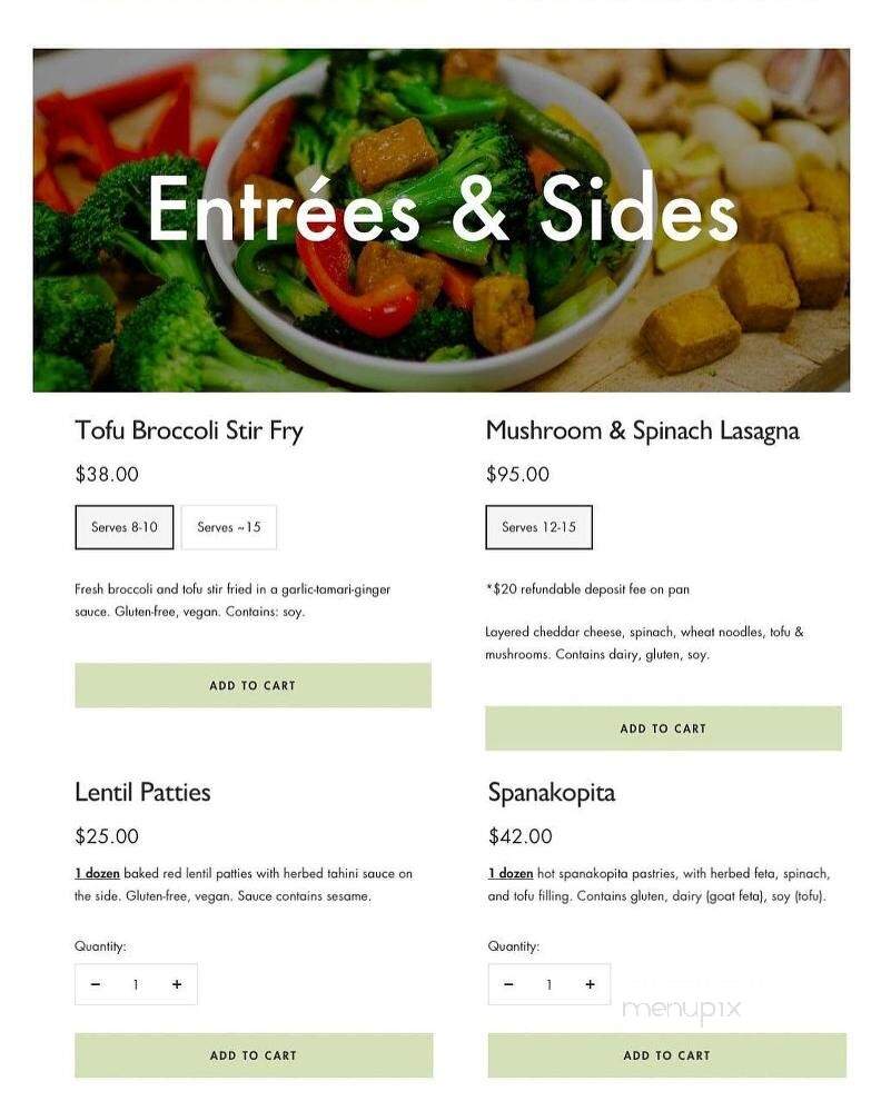 Green Door Vegetarian Restaurant - Ottawa, ON menu_pic