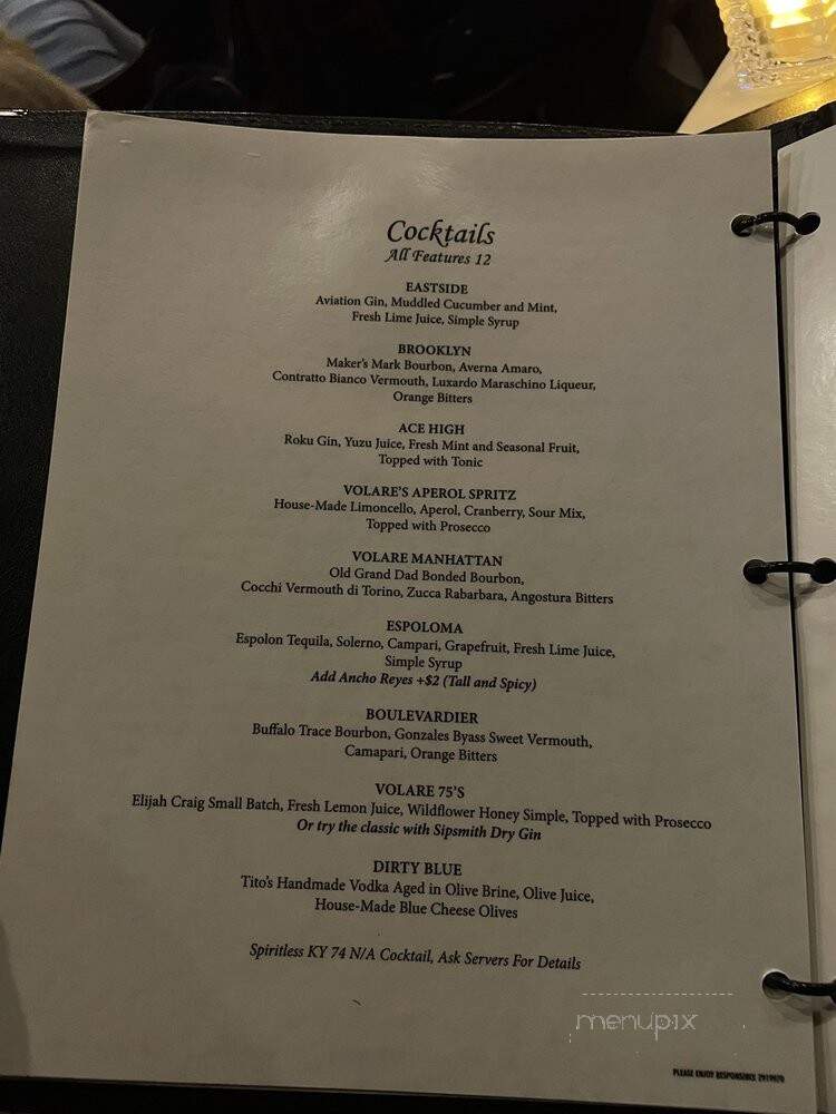 Volare Italian Restaurant - Louisville, KY menu_pic