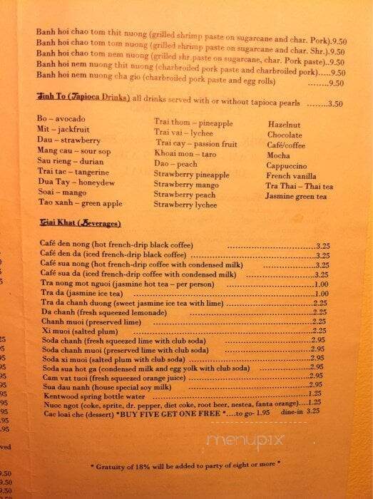 Tan Dinh - Gretna, LA menu_pic