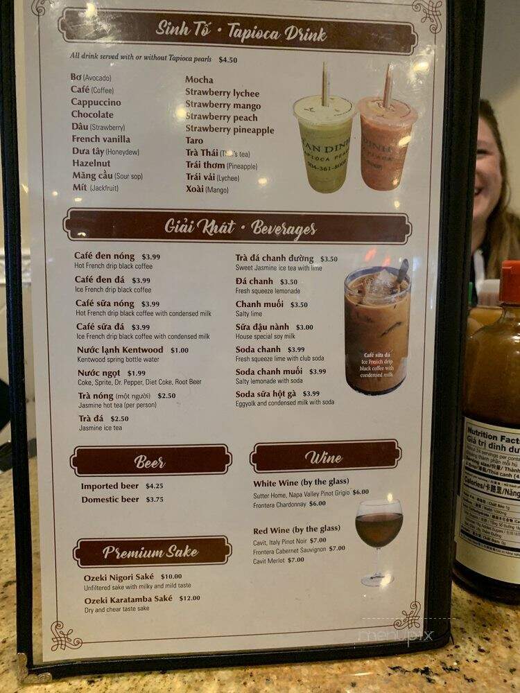 Tan Dinh - Gretna, LA menu_pic