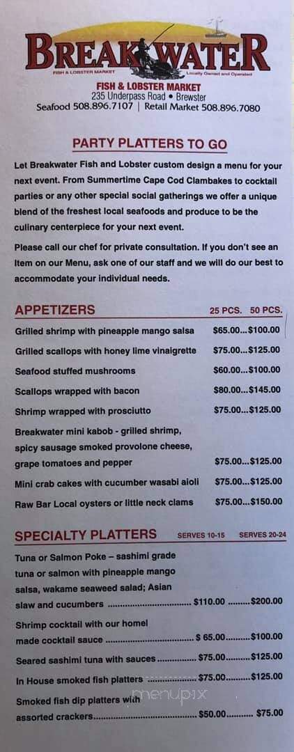Breakwater Fish & Lobster Mkt - Brewster, MA menu_pic