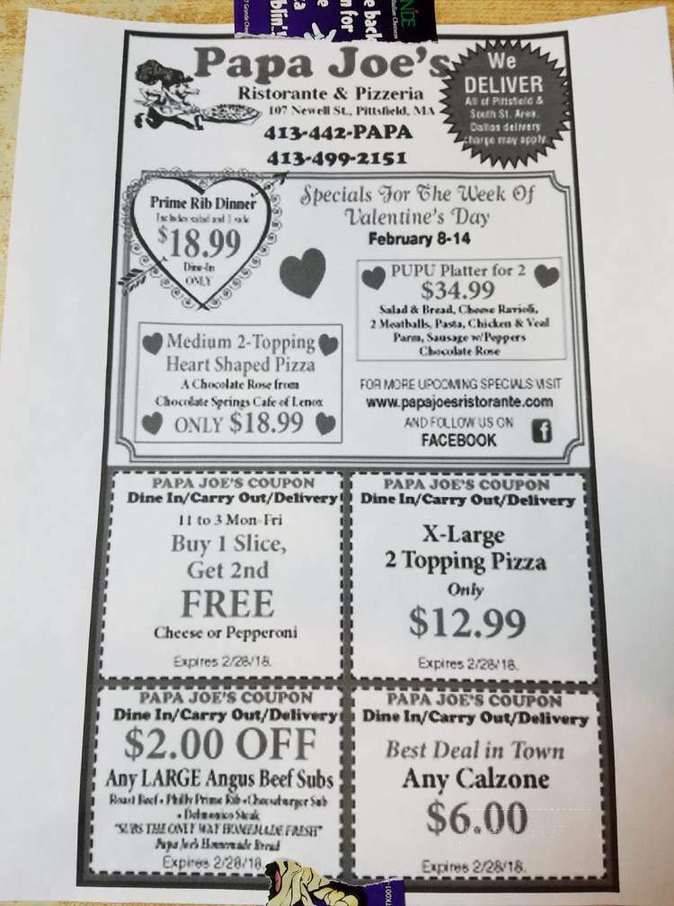 Papa Joe's Ristorante Pizzeria - Pittsfield, MA menu_pic