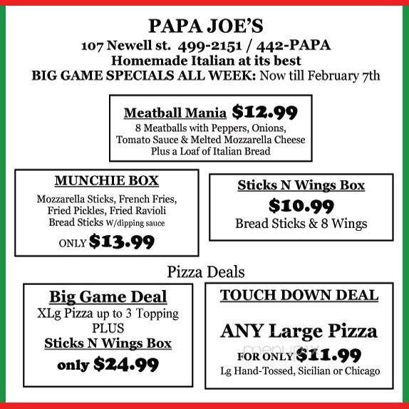 Papa Joe's Ristorante Pizzeria - Pittsfield, MA menu_pic