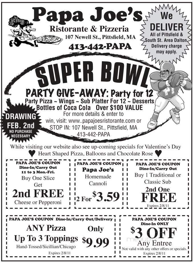 Papa Joe's Ristorante Pizzeria - Pittsfield, MA menu_pic