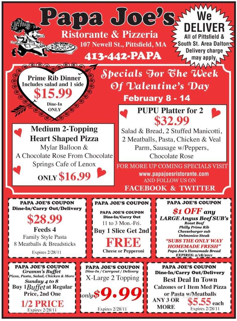 Papa Joe's Ristorante Pizzeria - Pittsfield, MA menu_pic