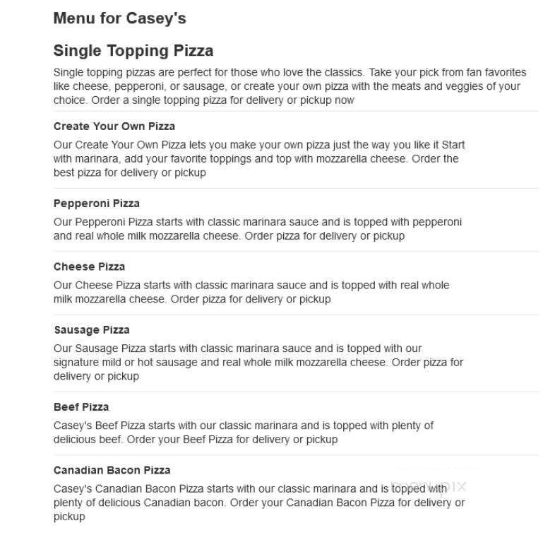 Caseys Carry Out Pizza - McCook, NE menu_pic