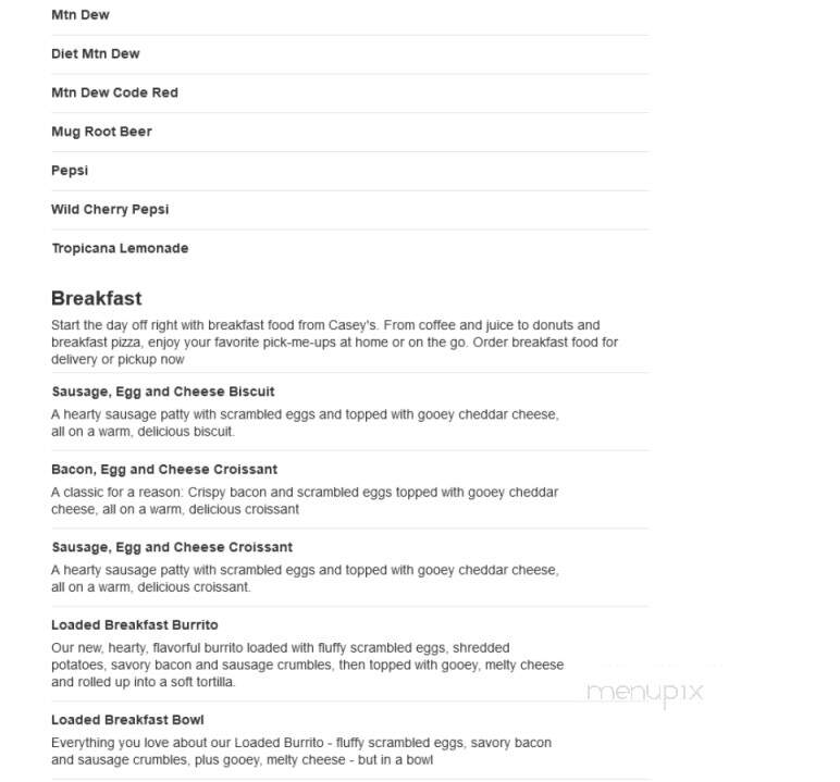 Caseys Carry Out Pizza - McCook, NE menu_pic