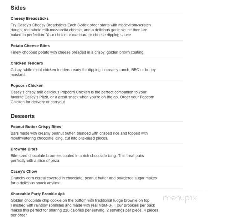 Caseys Carry Out Pizza - McCook, NE menu_pic
