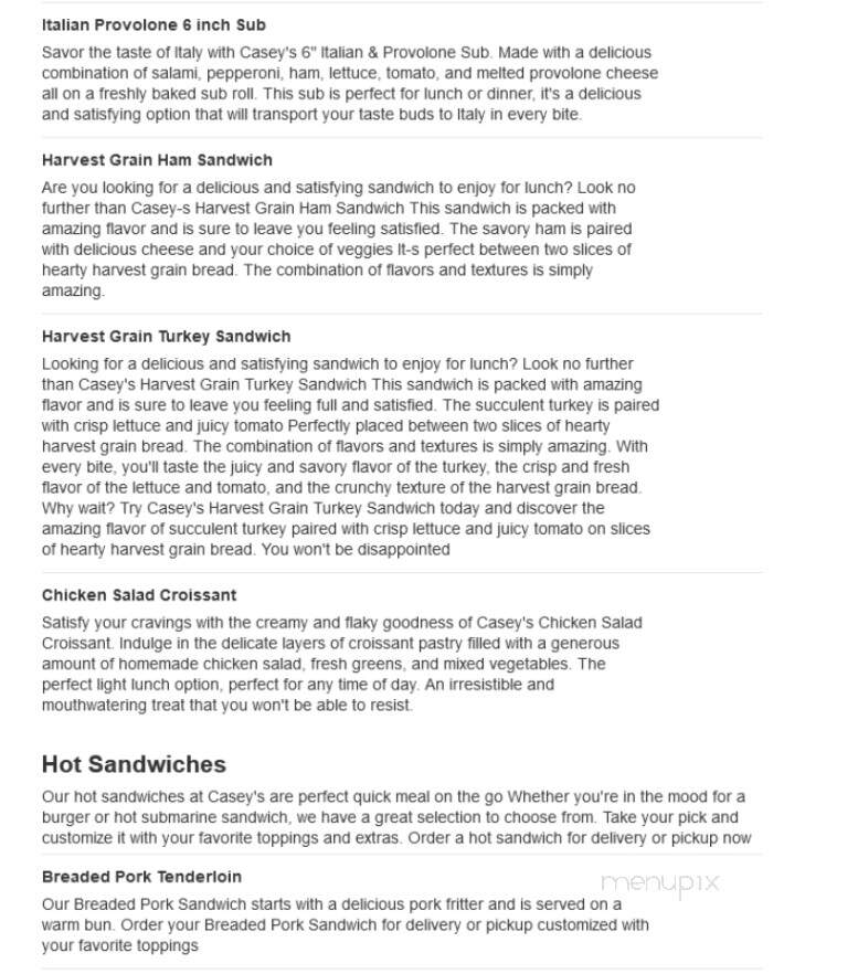 Caseys Carry Out Pizza - McCook, NE menu_pic