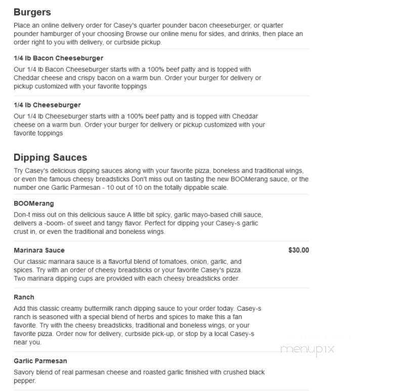Caseys Carry Out Pizza - McCook, NE menu_pic