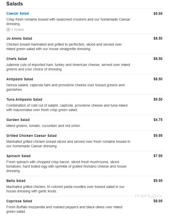 Jo Ann's Pizza & Restaurant II - Mays Landing, NJ menu_pic