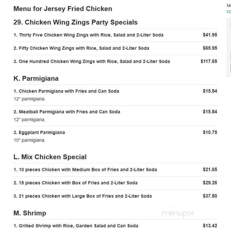 Jersey Fried Chicken - Vauxhall, NJ menu_pic