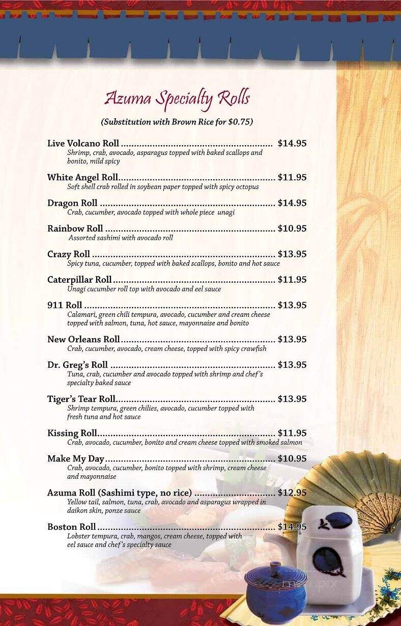 Azuma Sushi & Teppan - Albuquerque, NM menu_pic
