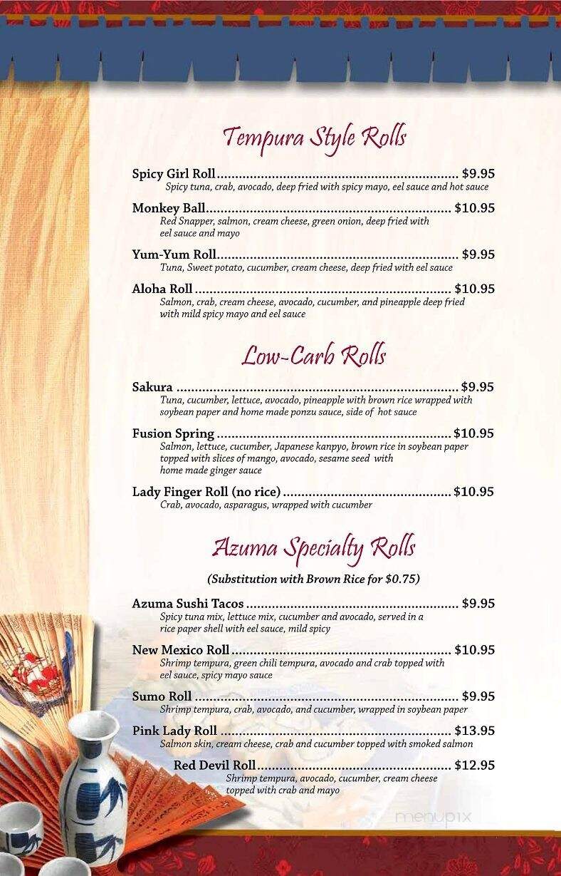 Azuma Sushi & Teppan - Albuquerque, NM menu_pic