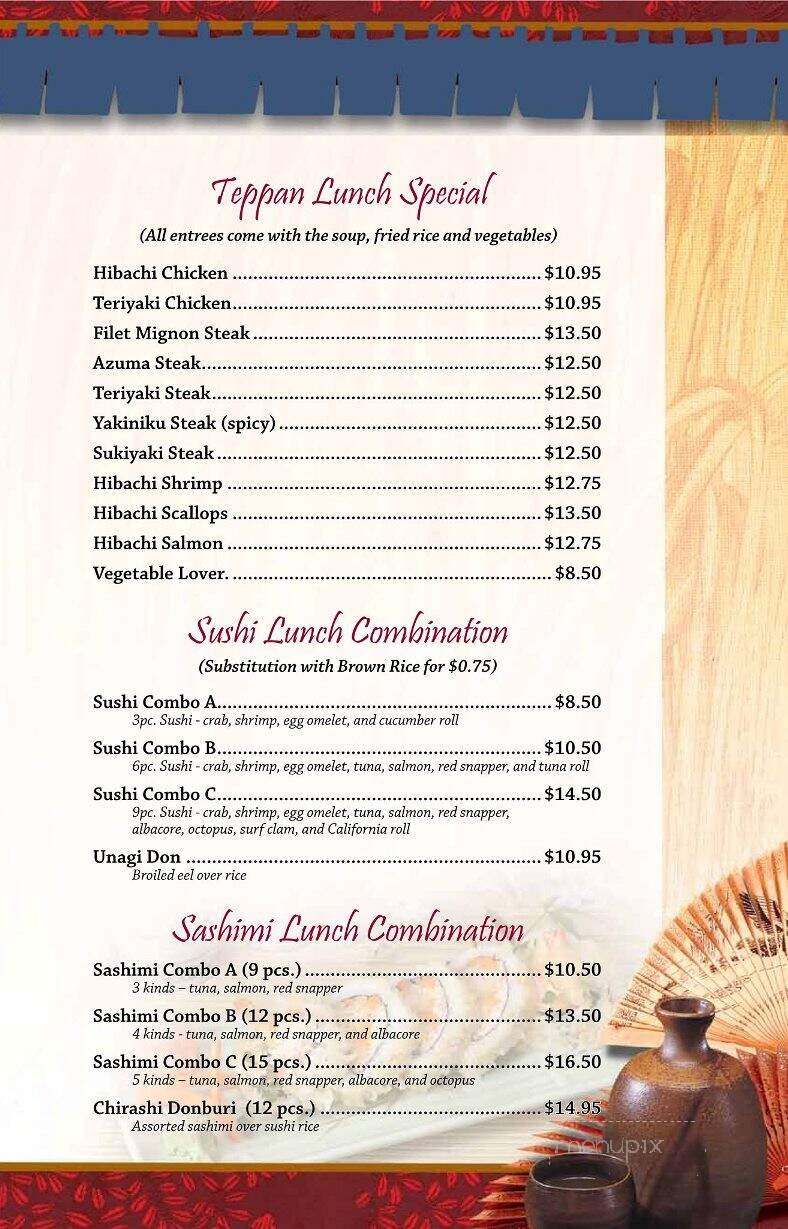 Azuma Sushi & Teppan - Albuquerque, NM menu_pic