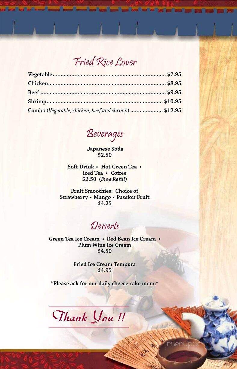 Azuma Sushi & Teppan - Albuquerque, NM menu_pic