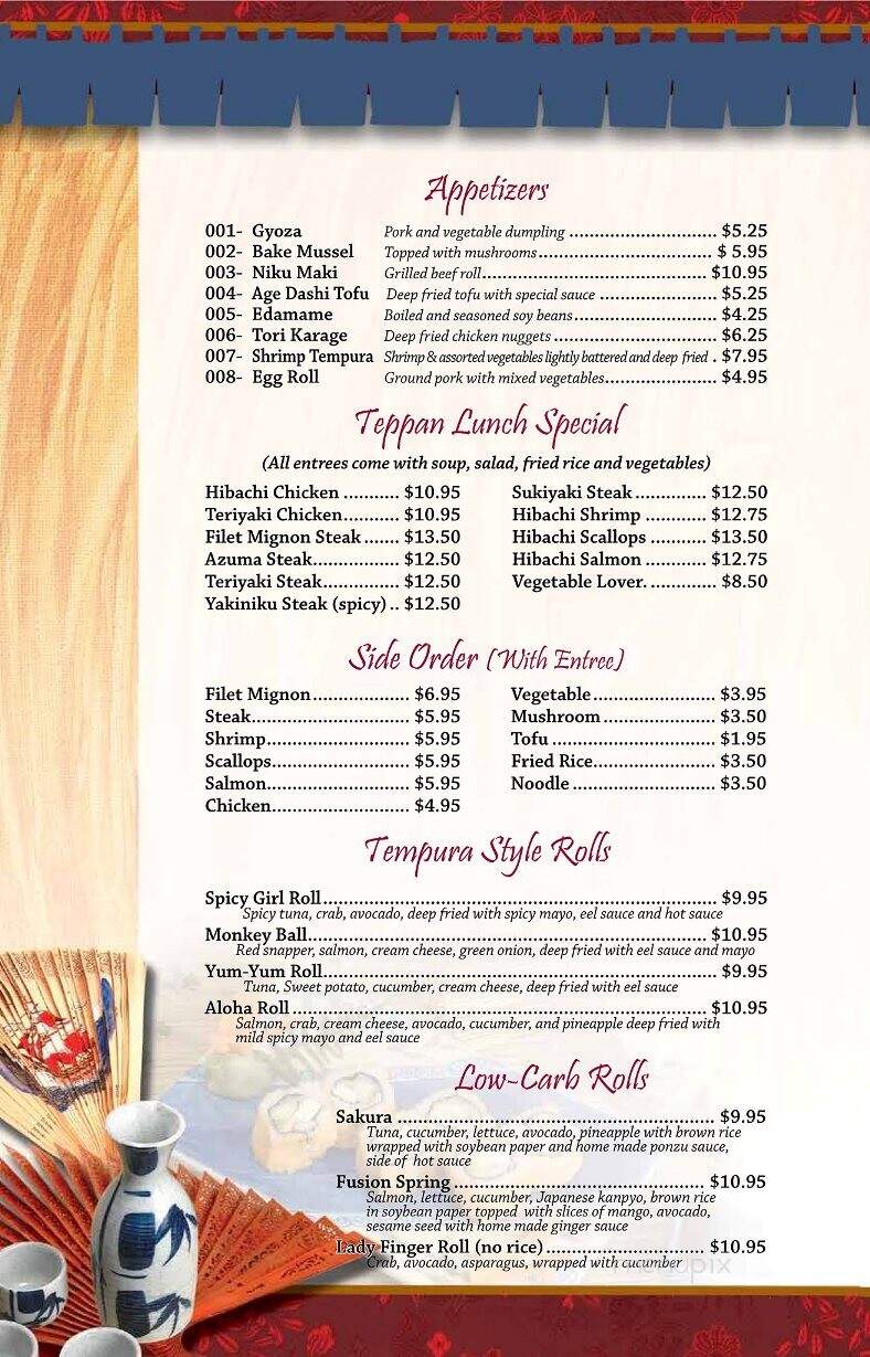 Azuma Sushi & Teppan - Albuquerque, NM menu_pic