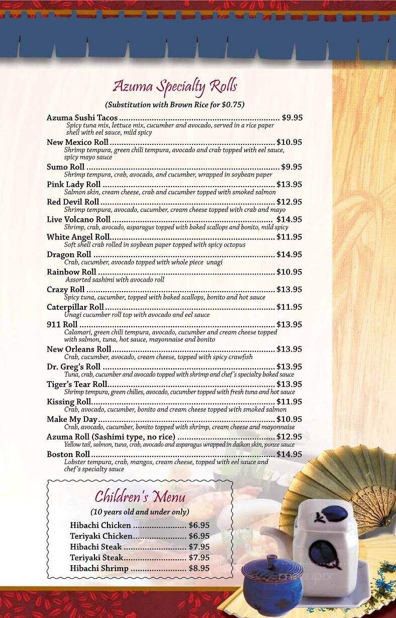 Azuma Sushi & Teppan - Albuquerque, NM menu_pic