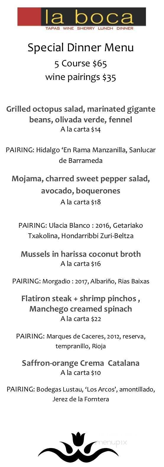 La Boca - Santa Fe, NM menu_pic