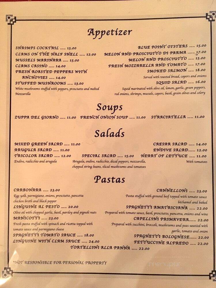 Nicola's - New York, NY menu_pic