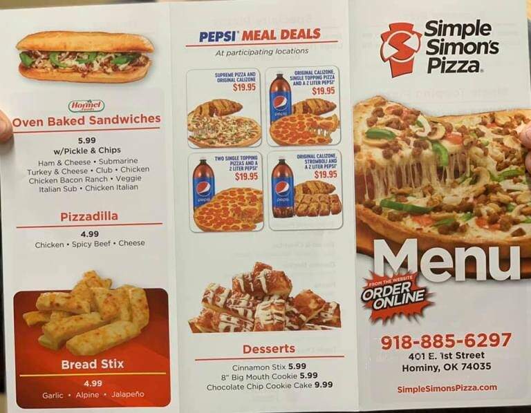 Simple Simon's Pizza - Hominy, OK menu_pic