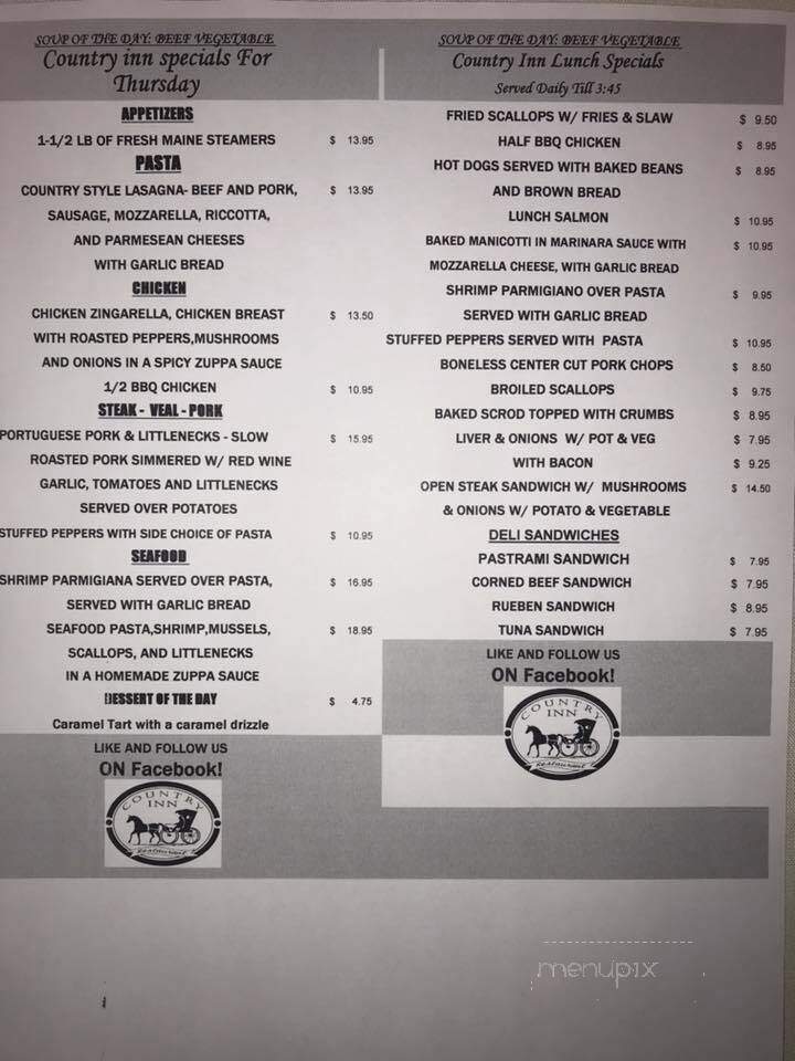 Country Inn Restaurants - Warren, RI menu_pic