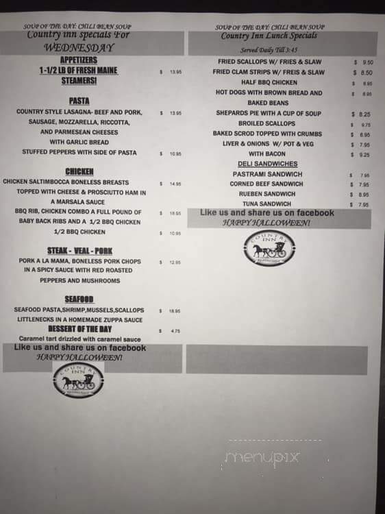 Country Inn Restaurants - Warren, RI menu_pic