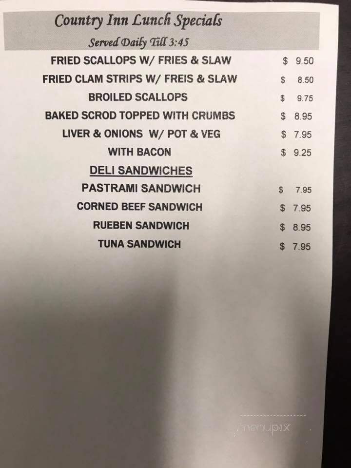 Country Inn Restaurants - Warren, RI menu_pic