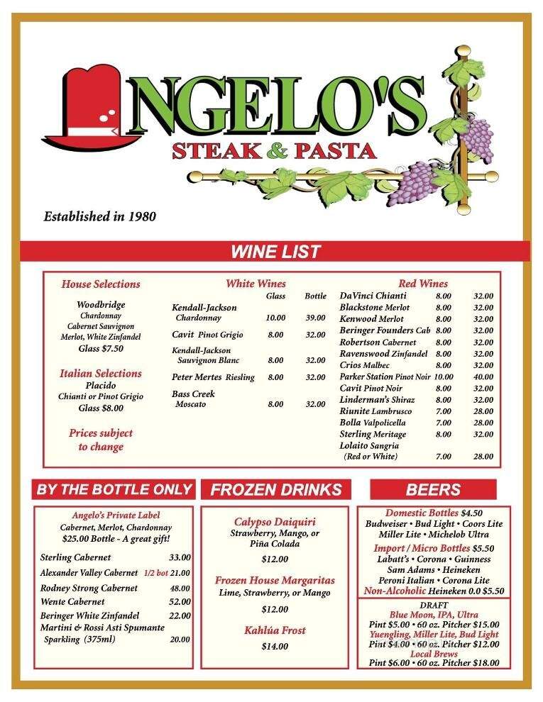 Angelo's - Myrtle Beach, SC menu_pic