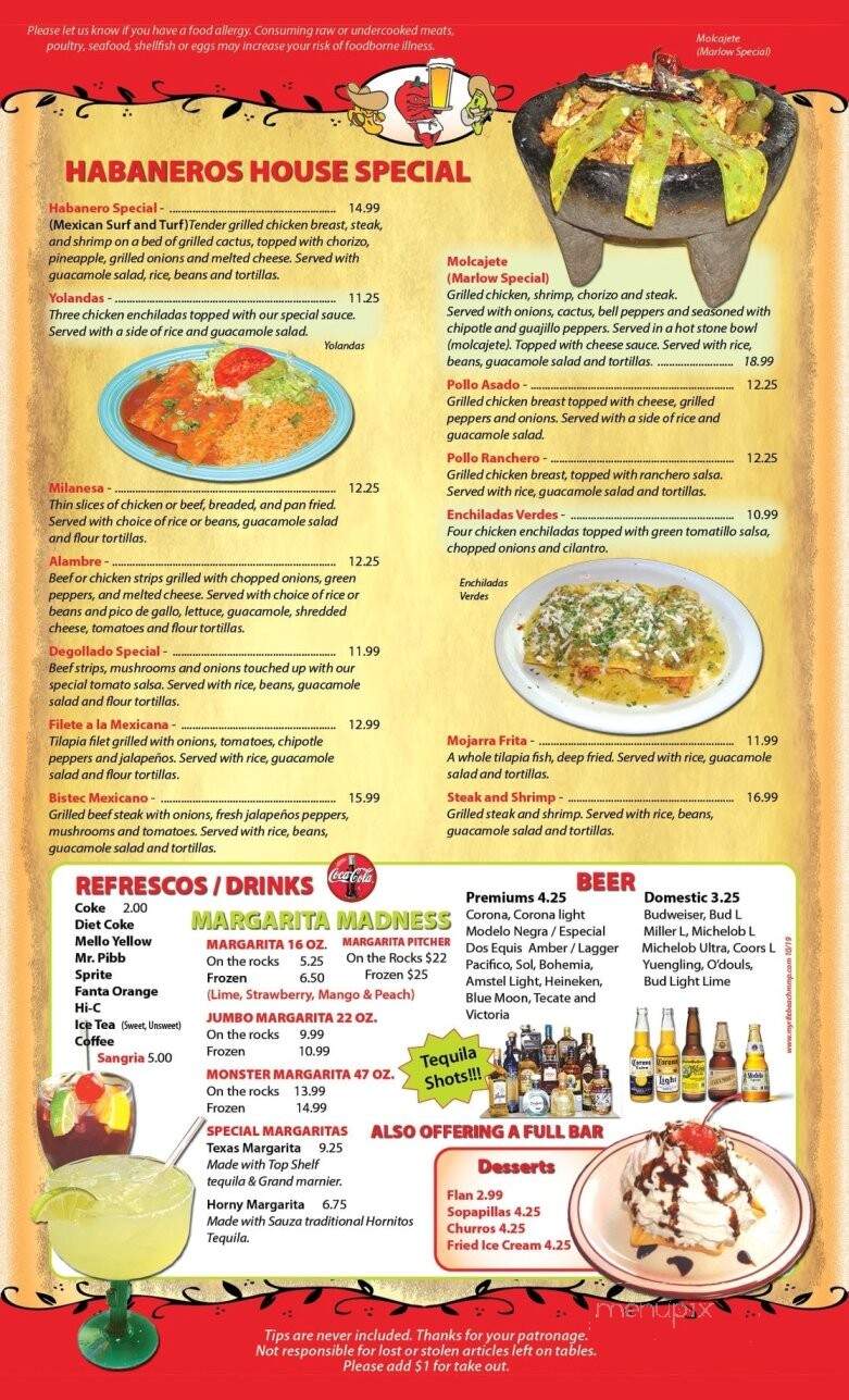 Habaneros Mexican Sports Bar - Pawleys Island, SC menu_pic