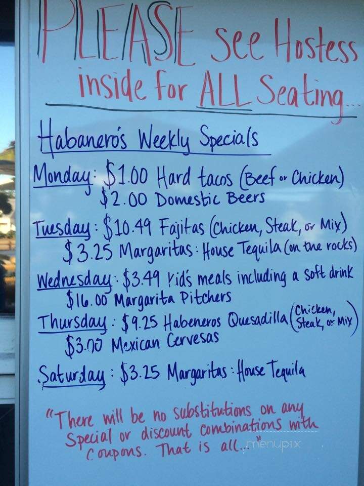 Habaneros Mexican Sports Bar - Pawleys Island, SC menu_pic