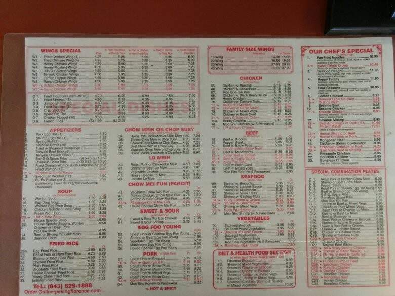 Peking Chinese Restaurant - Florence, SC menu_pic