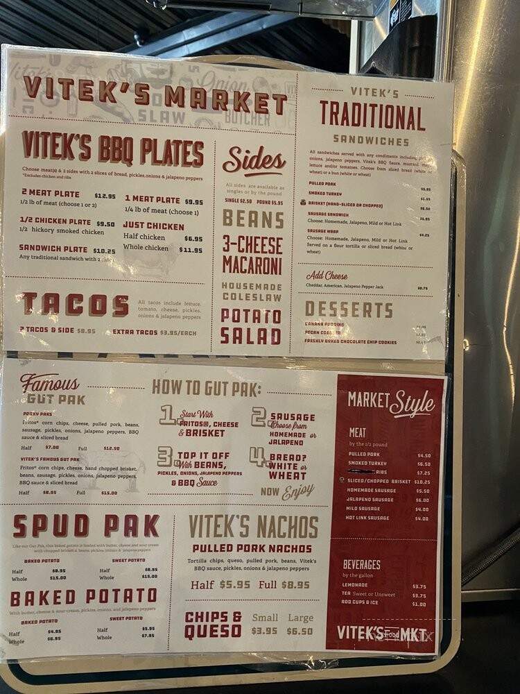 Vitek's Bar-B-Q - Waco, TX menu_pic