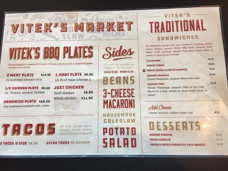 Vitek's Bar-B-Q - Waco, TX menu_pic
