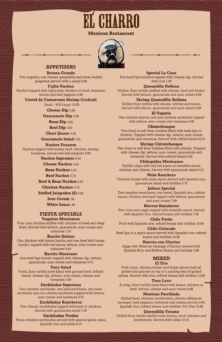 El Charro Mexican Restaurant - Harrisonburg, VA menu_pic