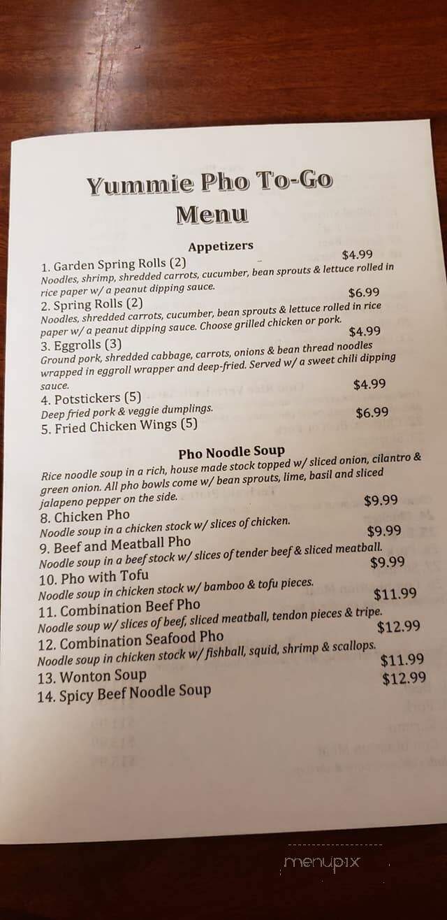 Yummie Pho - Kennewick, WA menu_pic