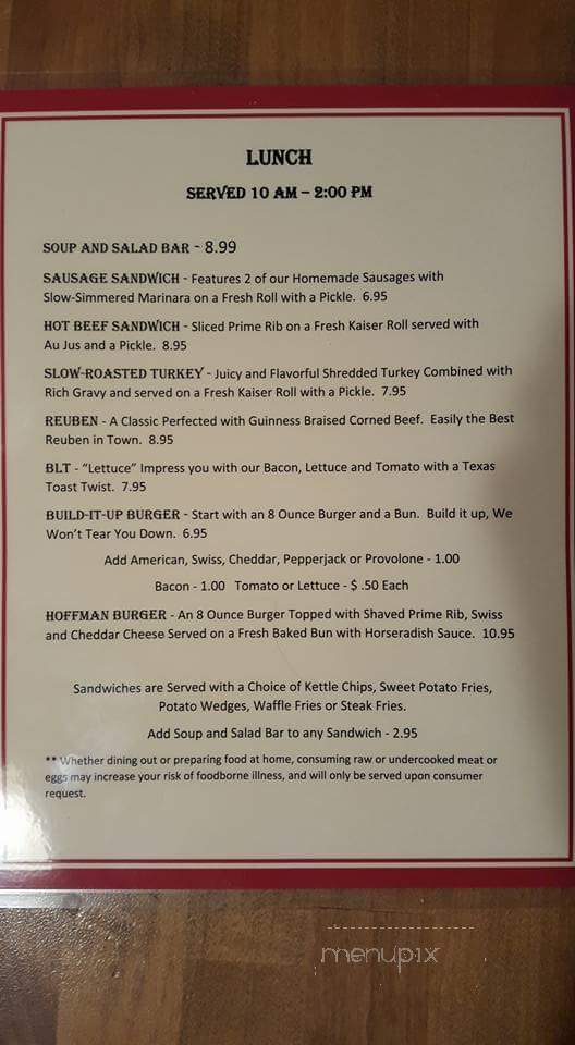 Hoffman House - Wausau, WI menu_pic