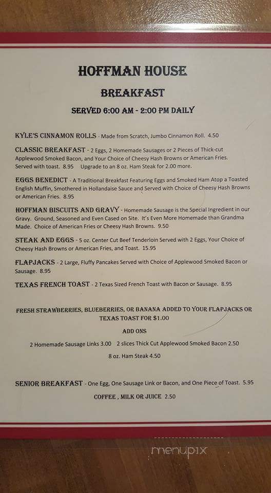 Hoffman House - Wausau, WI menu_pic