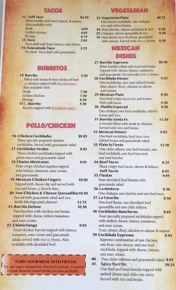 La Fiesta Restaurant - Birmingham, AL menu_pic