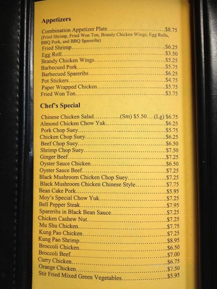 Moy's Restaurant - Fresno, CA menu_pic