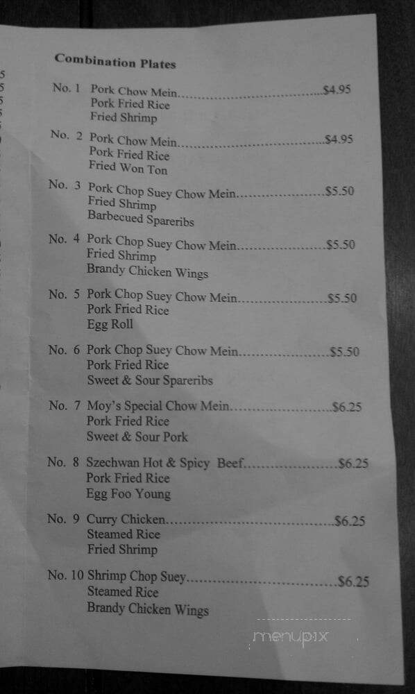 Moy's Restaurant - Fresno, CA menu_pic