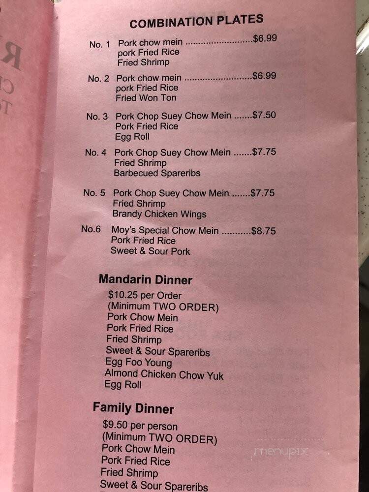 Moy's Restaurant - Fresno, CA menu_pic