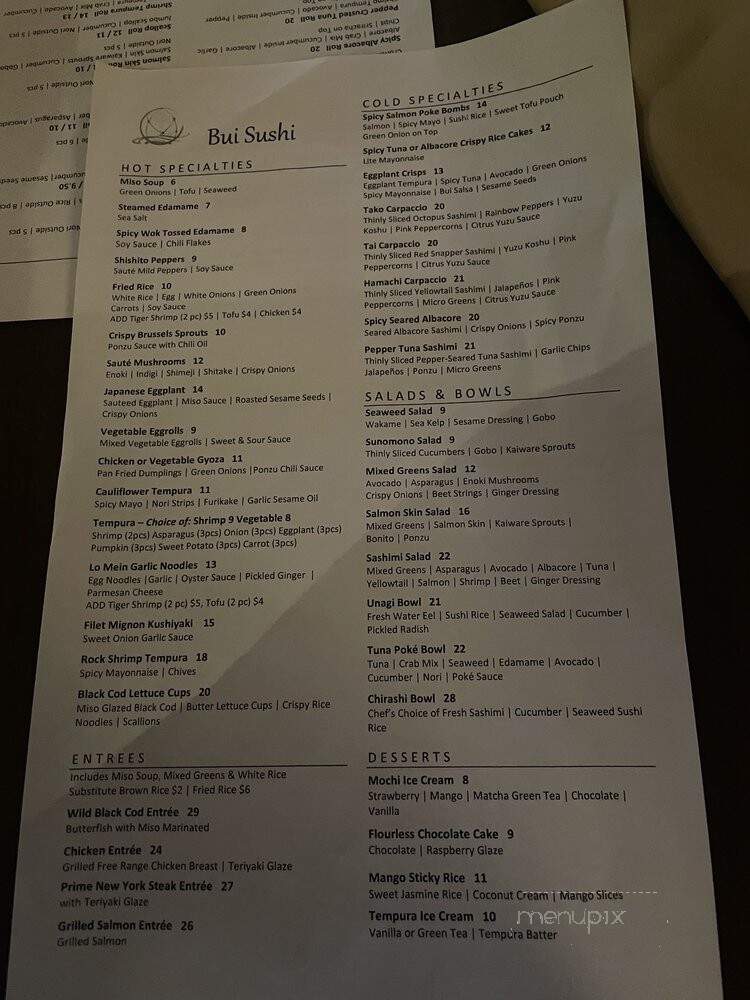 Bui Sushi - Malibu, CA menu_pic