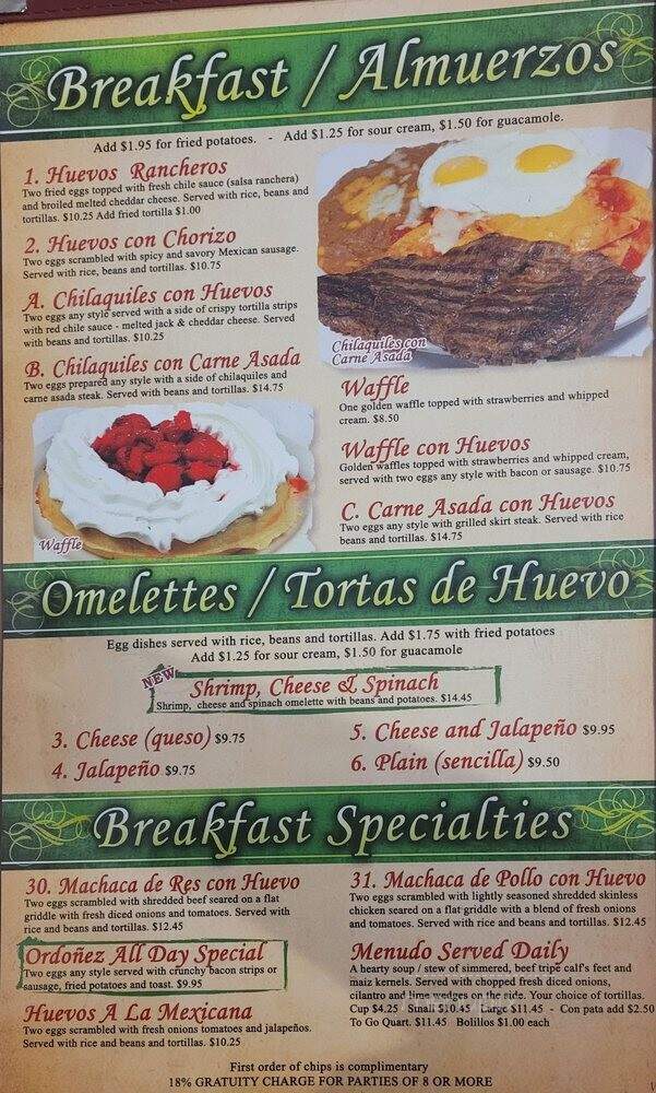 Ordonez Mexican Food - Montebello, CA menu_pic