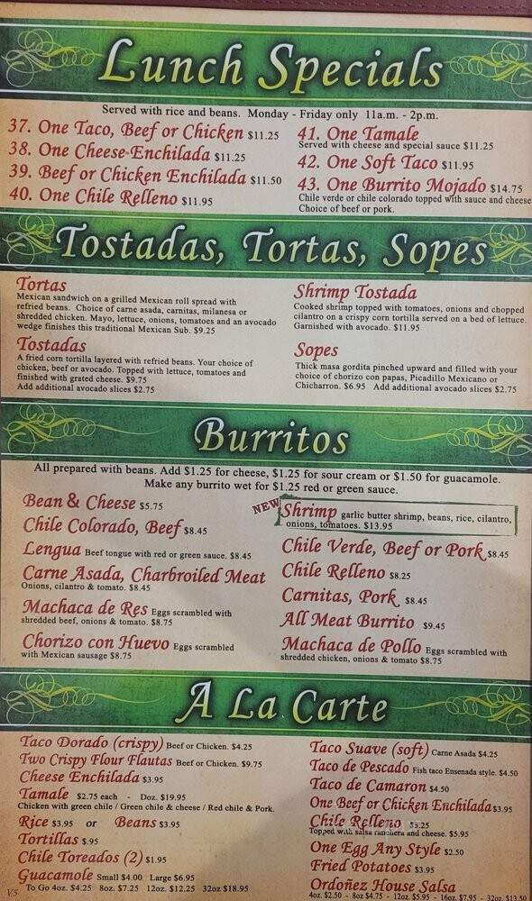 Ordonez Mexican Food - Montebello, CA menu_pic