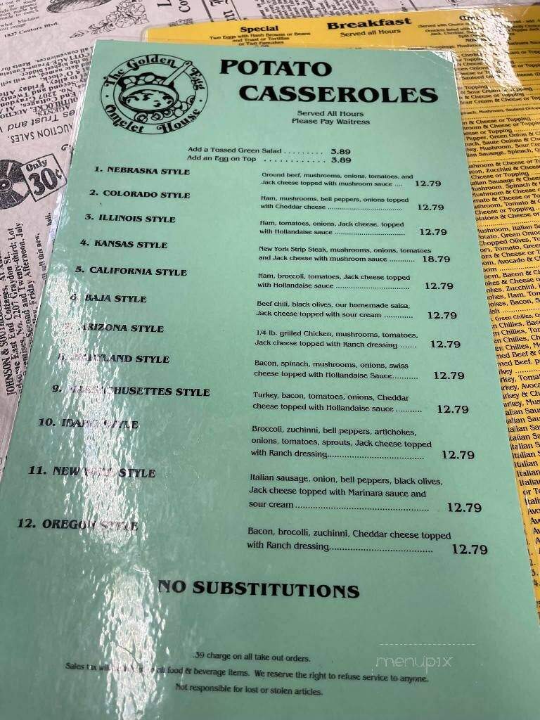 Golden Egg Omelet House - Escondido, CA menu_pic