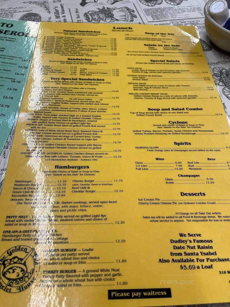 Golden Egg Omelet House - Escondido, CA menu_pic