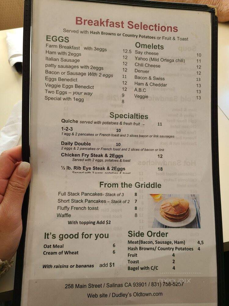 Dudley's Oldtown - Salinas, CA menu_pic