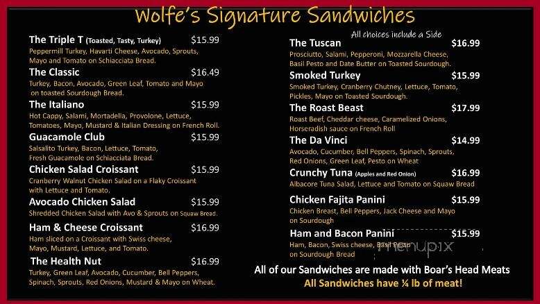 Wolfe's Market - Claremont, CA menu_pic