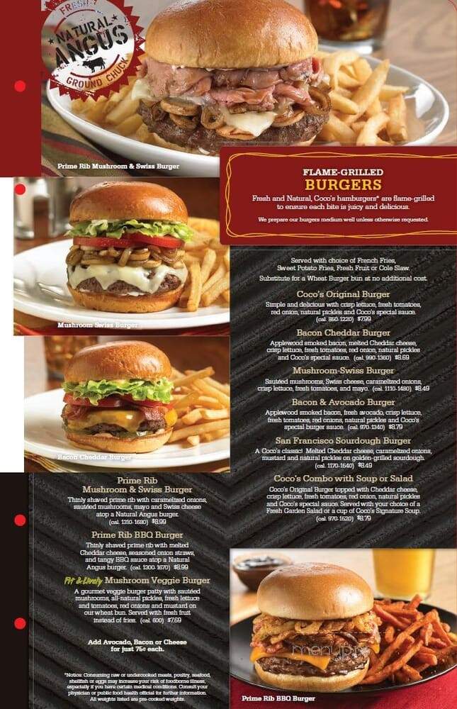 Coco's Bakery Restaurant - Redlands, CA menu_pic